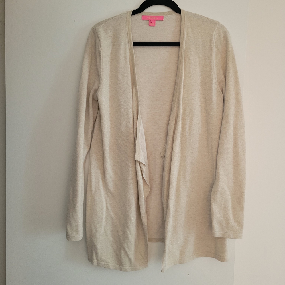 Lilly Pulitzer Ivory Gold Drape Cardigan
